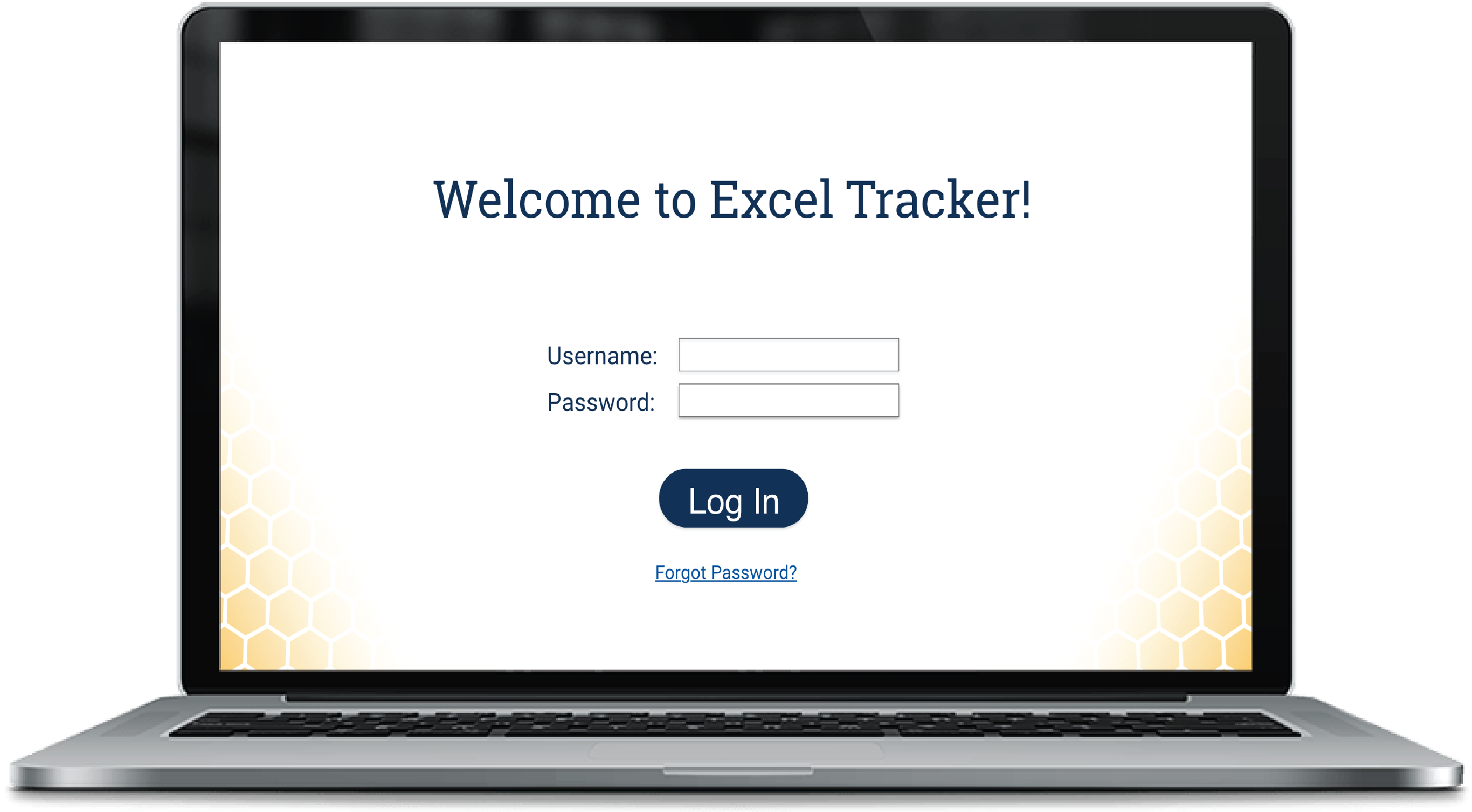 Log In screen for Excel Tracker, prototyped with Adobe XD